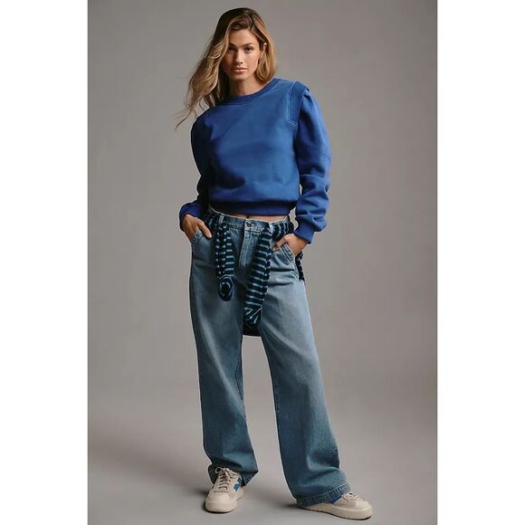 Mother The Ribbed Push and Shove Sweatshirt in Full Throttle - Picture 3 of 9